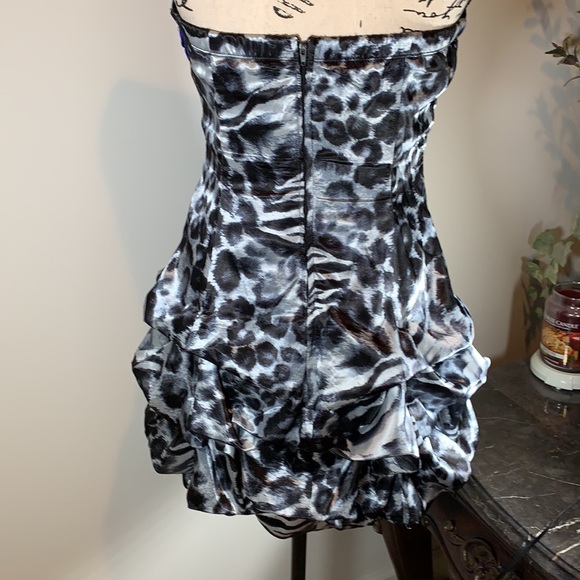 Deb Strapless Homecoming Cocktail Dress Animal print Satin, Sequined - Picture 8 of 14